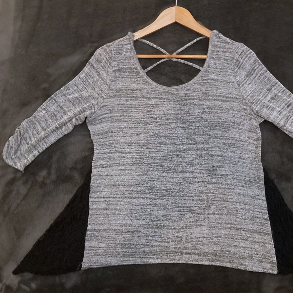 BCX cross back lace sweater tunic